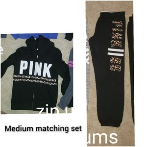 RARE HTF Victoria's Secret PINK matching cheetah print size medium set